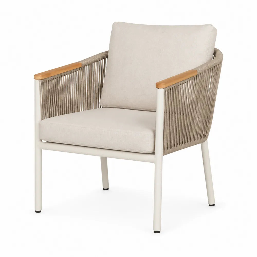 Silla de Metal y Cuerda con Cojines Beige