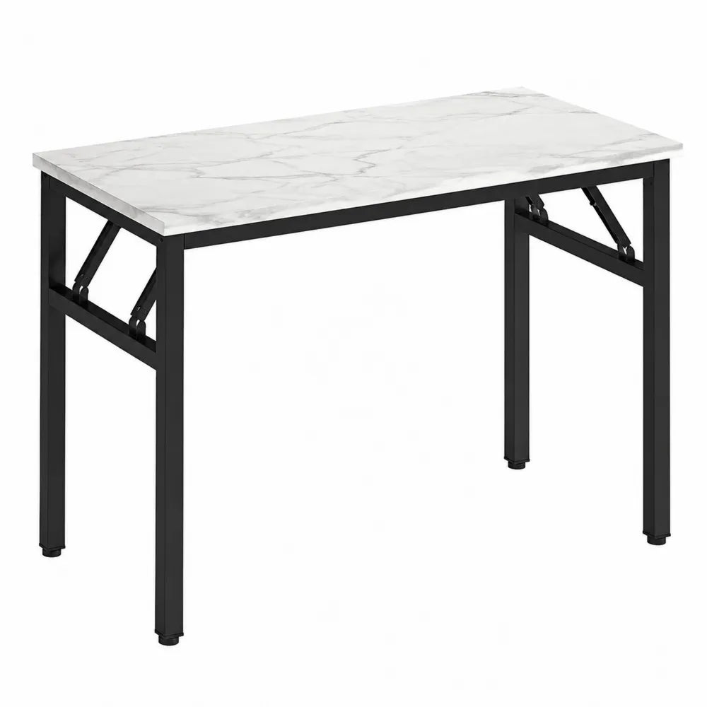 Mesa con efecto mármol y estructura de acero, 120x60x75 cm
