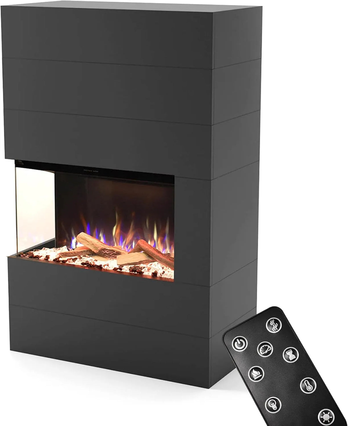 Elektrische haard x90x45 met 1500 W, timer, 7,5 uur, afstandsbediening en grijs