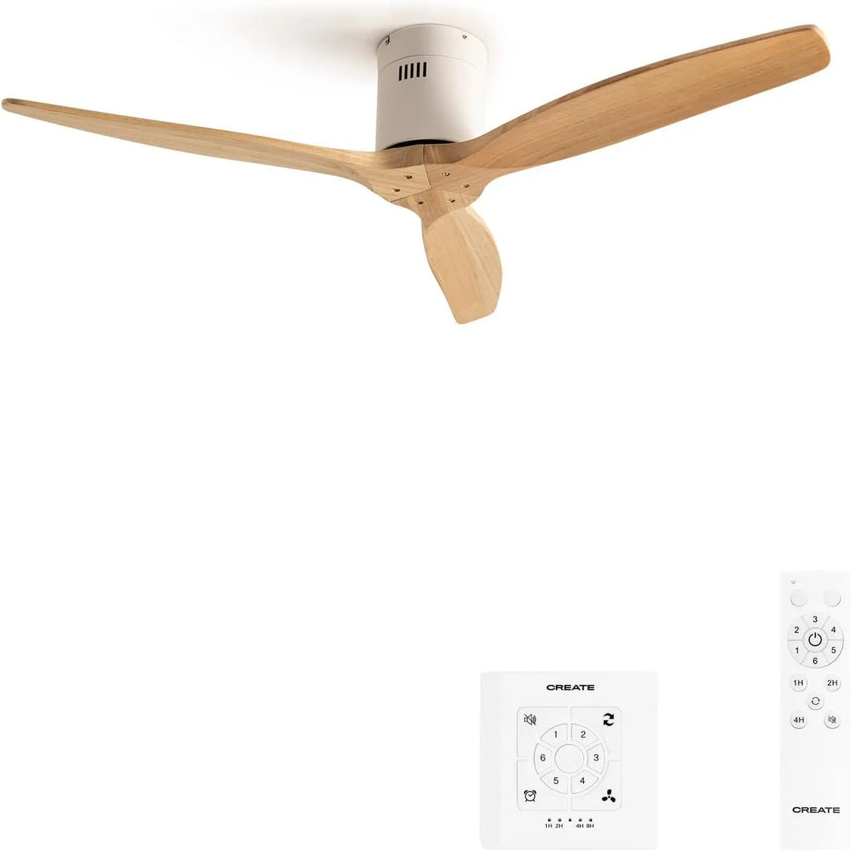Ventilator vleugels/40 W met 132 cm, 6 snelheden, timer, 4 uur, 15 cm, 25 cm en afstandsbediening