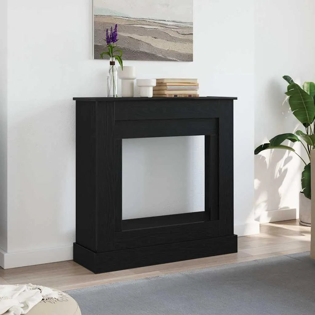 Elektrische haard met 90 x 30 x 90 cm en zwart, eikenlook, decoratieve open haardconsole voor elektrische haarden