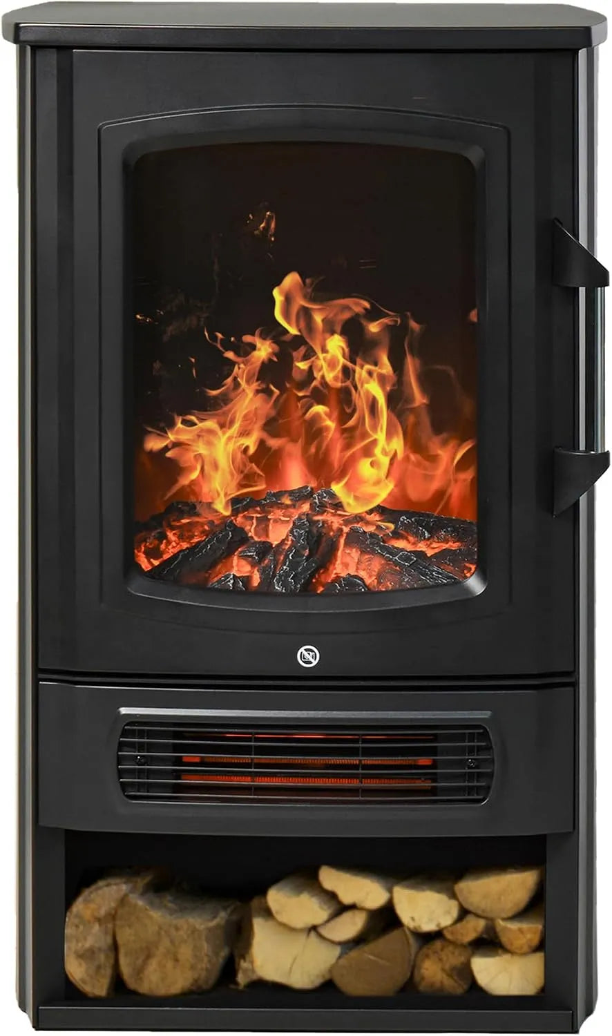 Elektrische haard met 2000 W, 1000 W en zwart, HOMCOM Elektrische haard
