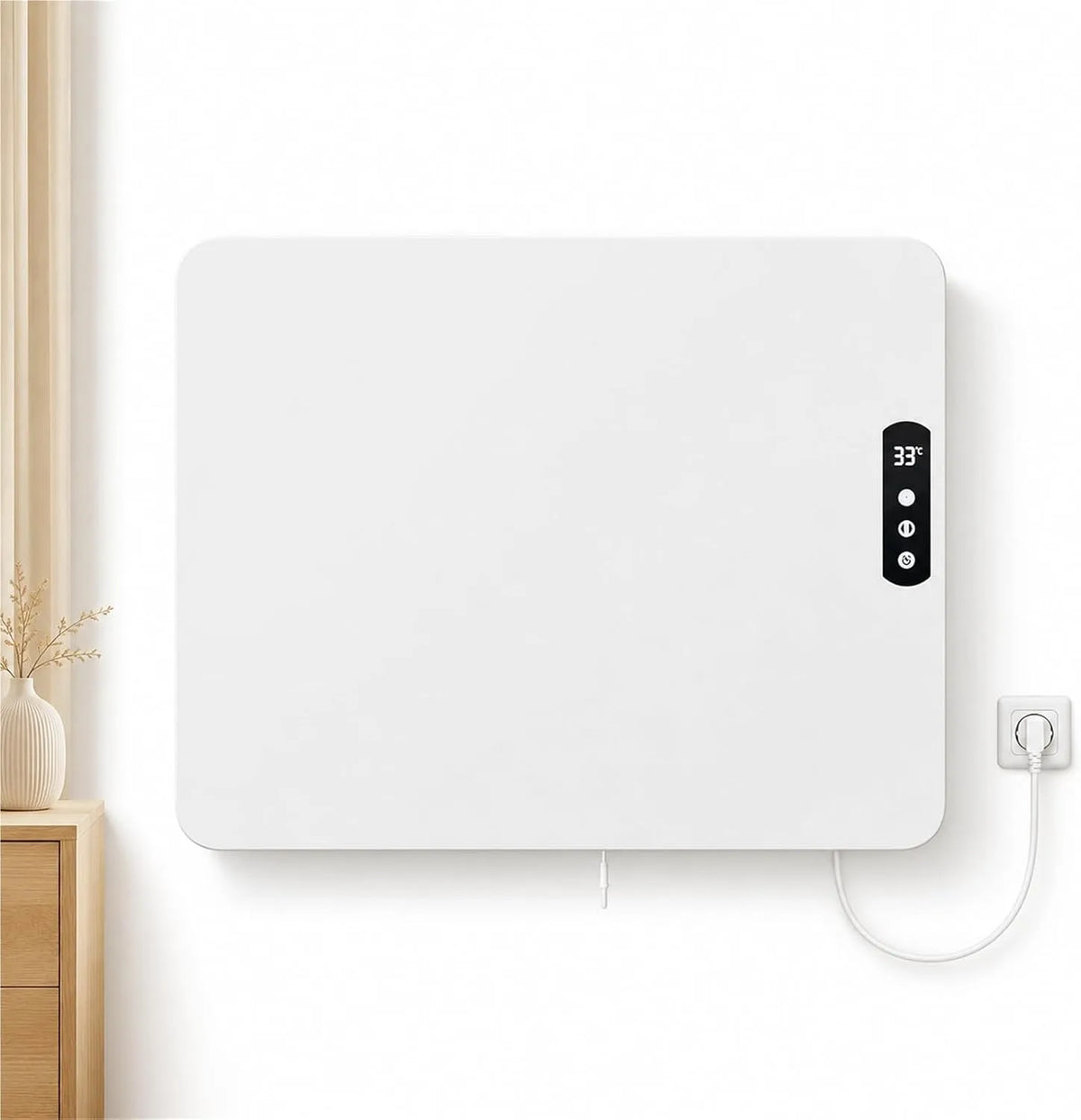 Wandgemonteerde convectieverwarmer met wifi, afstandsbediening, regelbare thermostaat, wandmontage en geluidsarme werking