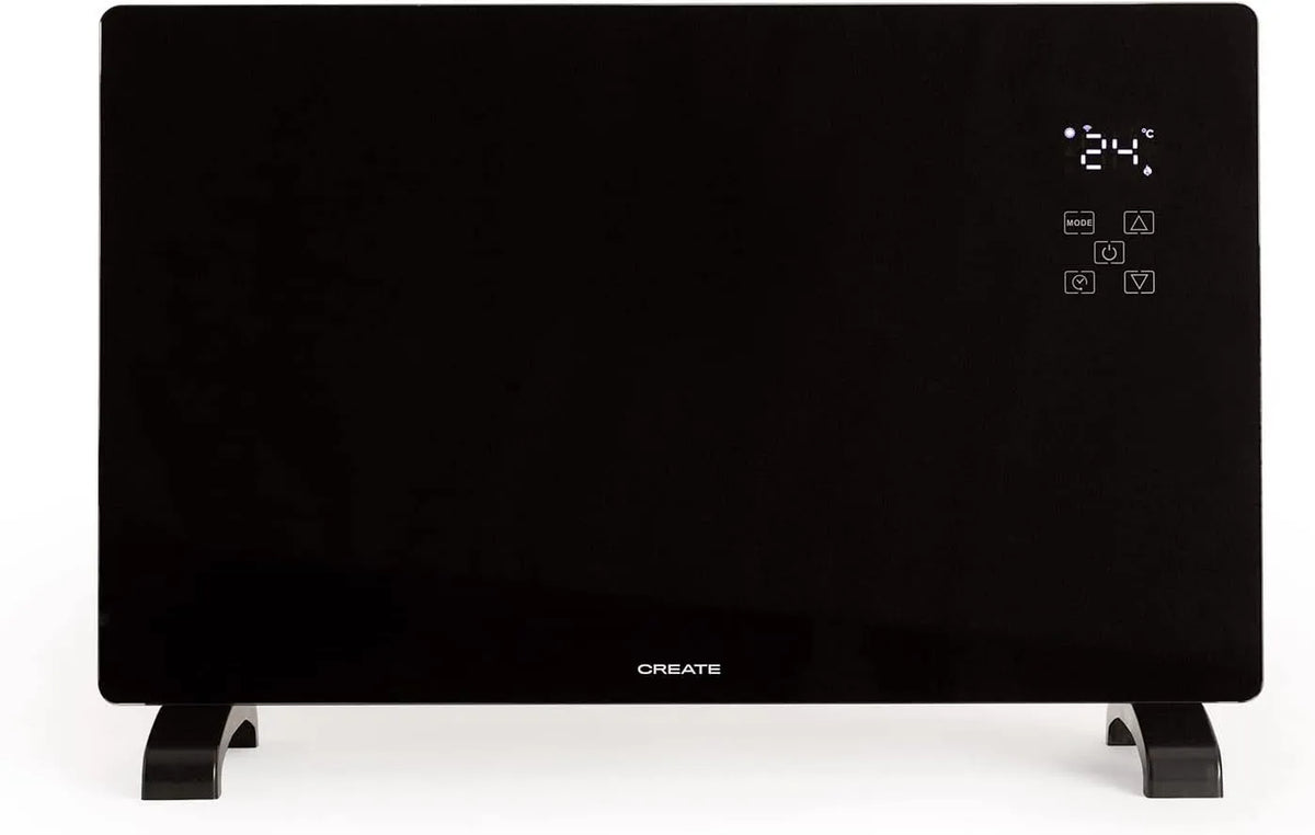 Convector met 2500 W, WiFi, aanraakbediening, geluidsarme werking, aluminium en zwart