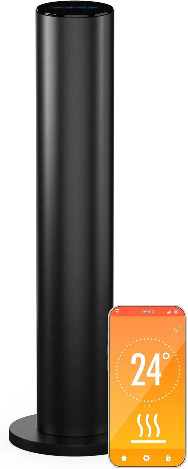 Infraroodverwarming, Blumfeldt SmartFlow Tower, 360 graden warmte, RVS, wifi-en app-bediening, touch-bediening, thermostaat