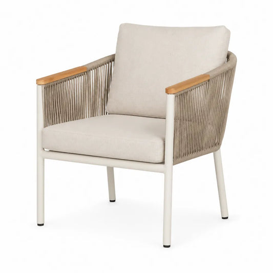 Silla de Metal y Cuerda con Cojines Beige