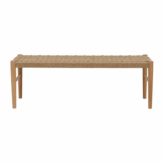 Banco de madera y yute 120x40x45 cm