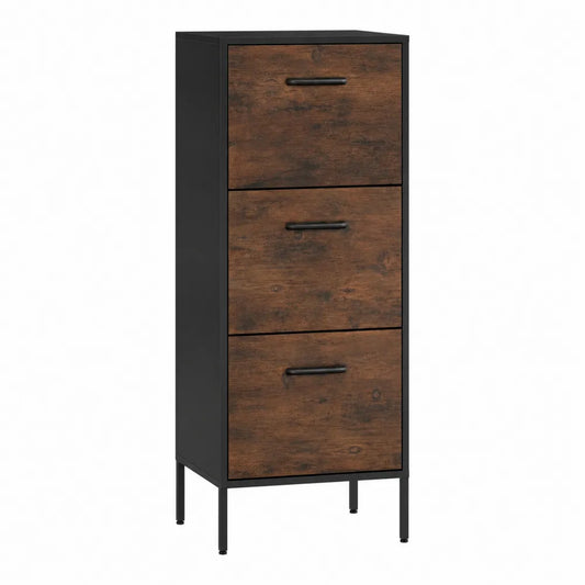 Cajonera alta de metal y MDF con 3 cajones 130x60x40 cm