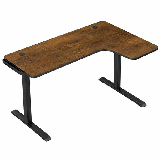 Escritorio de madera en forma de L marrón y negro