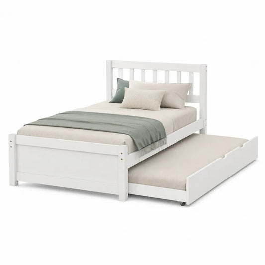 Cama nido de madera maciza blanca