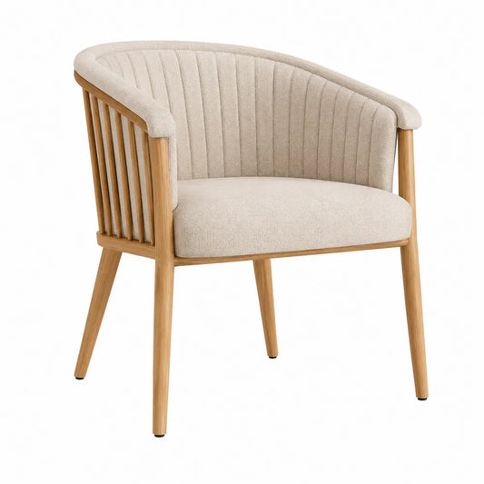 Silla de comedor beige con estructura de roble