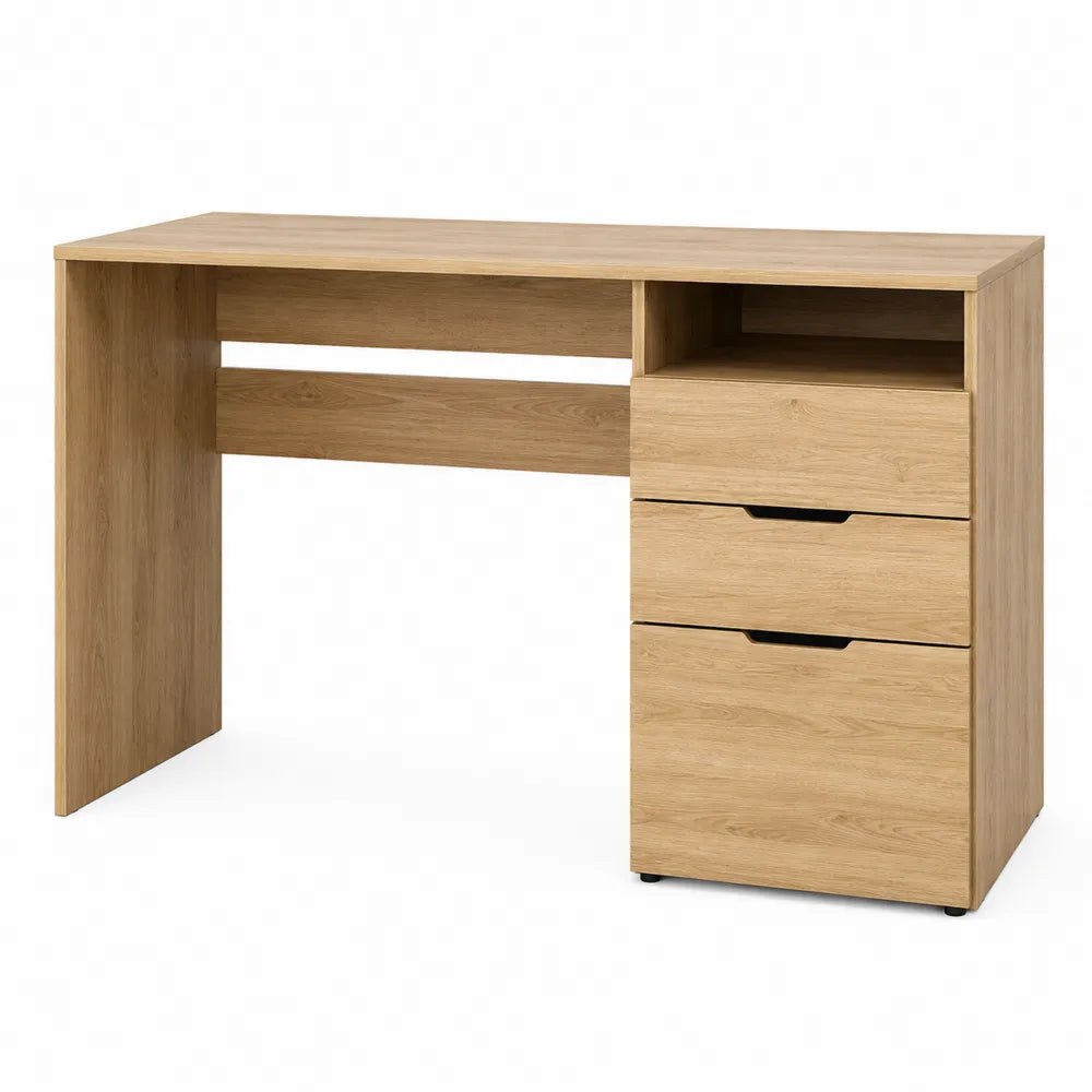 Escritorio de Madera con 3 Cajones 120x50x75 cm Roble Claro