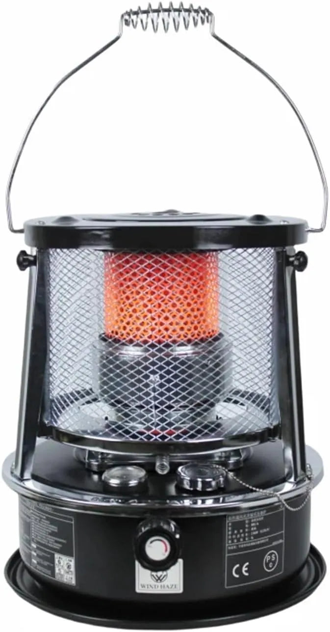 Elektrische kachel met 33 x 33 x 38 cm, 19-21 uur en zwart, Kerosine Convectieverwarmer Camping Draagbare Ruimteverwarmer