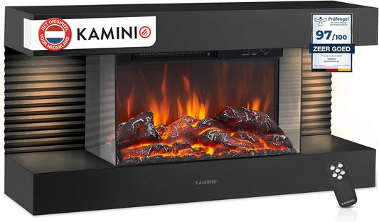 Elektrische haard met 30 m2, 16-28 °C, wandmontage, timer, afstandsbediening, geluidsarme werking en zwart