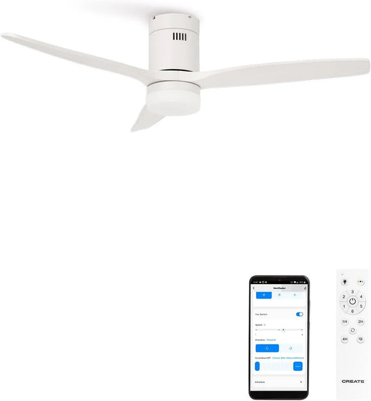 Ventilator, met WIFI, CREATE/WINDCALM DC/wit DC motor plafondventilator met licht/geluidsarm, timer