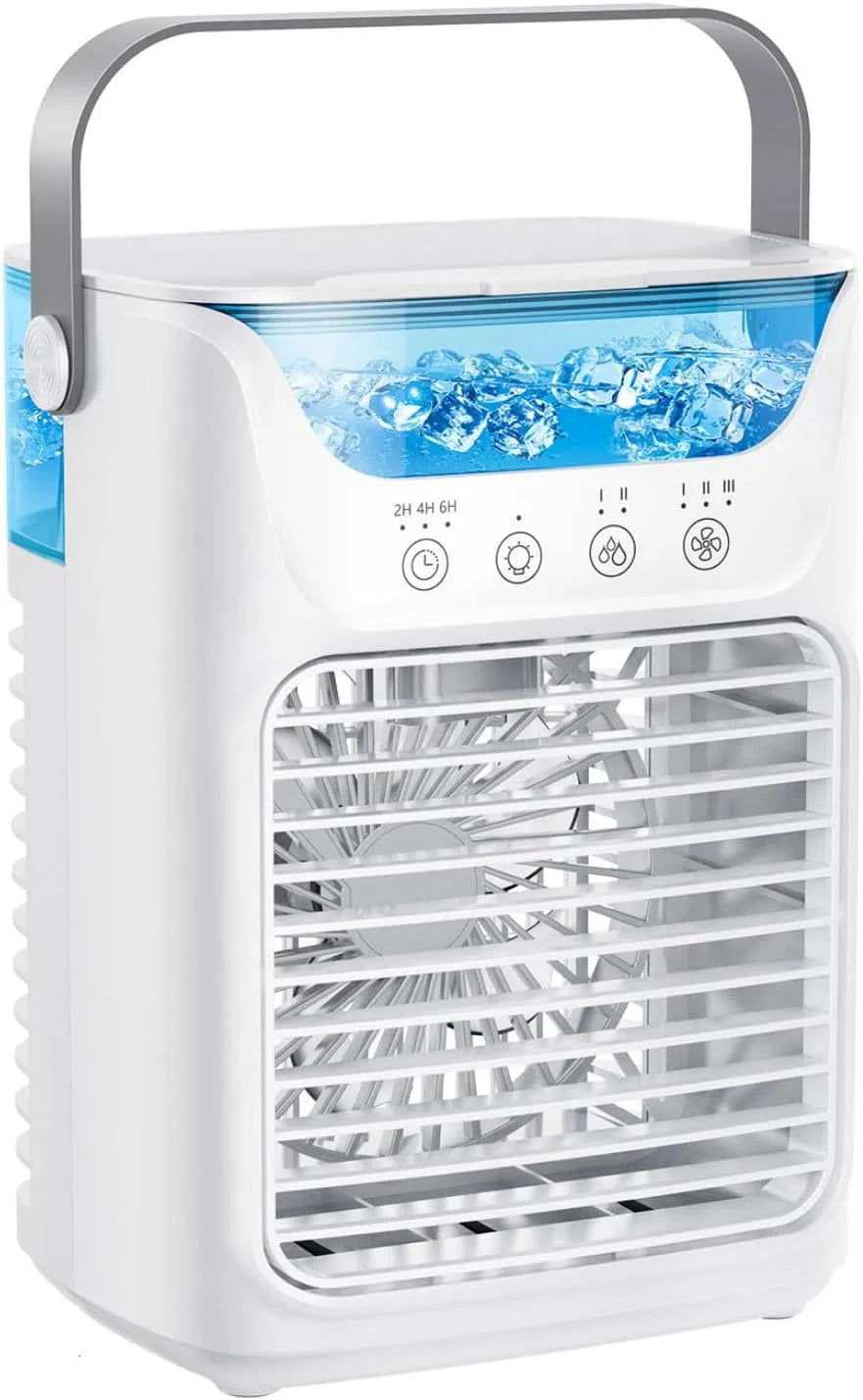 Mobiele airconditioner met 700 ml, 4-in-1, 3 snelheden, 3 modi, timer, 3-4 uur en waterreservoir