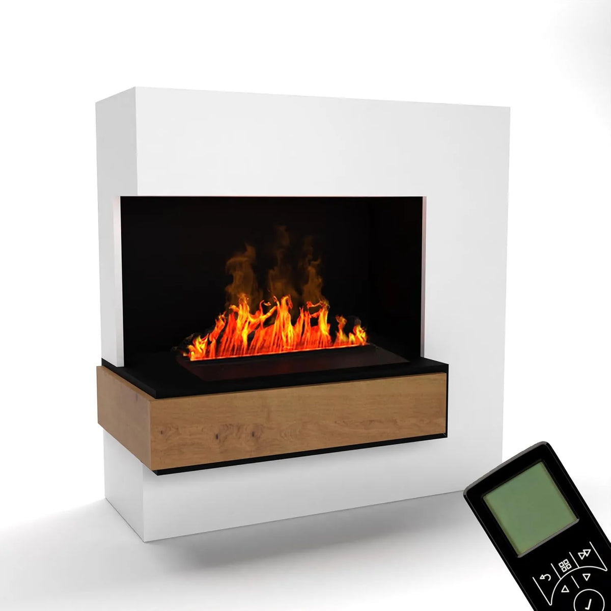 Elektrische haard x110 met 111 x 110 cm, afstandsbediening en wit