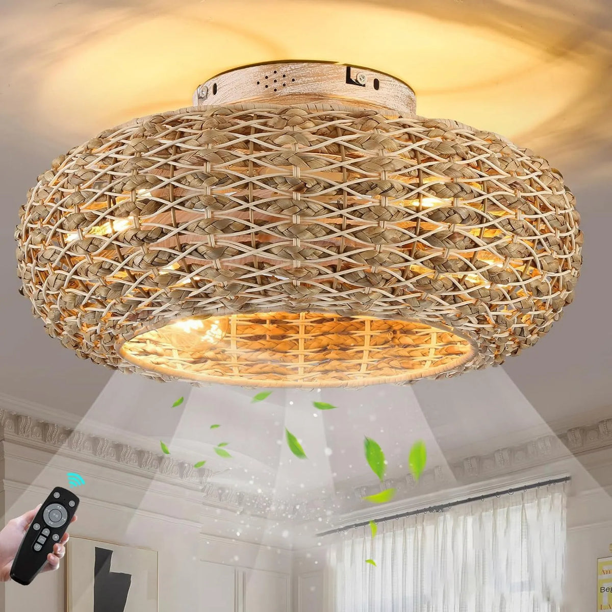 Ventilator E27 met 50 cm, 60 W, 6 snelheden, afstandsbediening, geluidsarme werking en gerichte luchtcirculatie