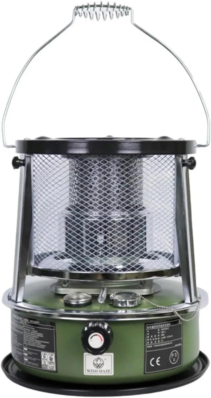Elektrische kachel met 33 x 33 x 38 cm, 19-21 uur en groen, Kerosine Convectieverwarmer Camping Draagbare Ruimteverwarmer