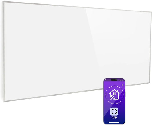 Infraroodverwarming CO2-vrij met 720 W, wandmontage, WiFi, app-bediening en geluidsarme werking