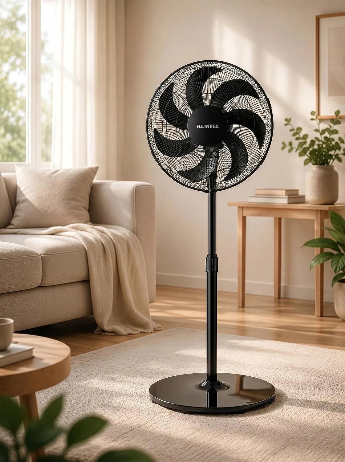 Ventilator met 50 W, 130 cm, 3 snelheden, 42 dB, geluidsarme werking en oscillatiefunctie