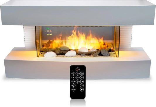 Elektrische haard met 2000 W, 230V, 20 m2, timer, afstandsbediening en wit