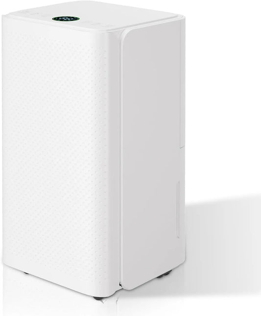 Luchtontvochtiger, 16 l/dag, 24-uurs timer, afvoerslang, geluidsarm luchtontvochtiger voor kelder, voor ruimtes tot 30 m2, met led-display