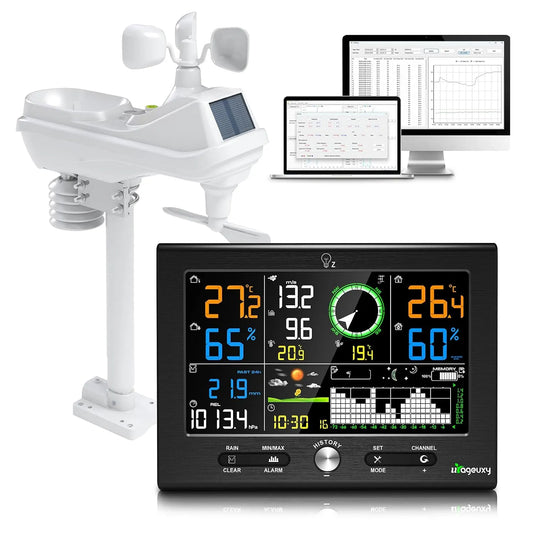 Weerstation met 7,6 inch, 7-in-1, 0,3 °C, 16 seconden, 40°C, 60°C, USB en draadloze werking