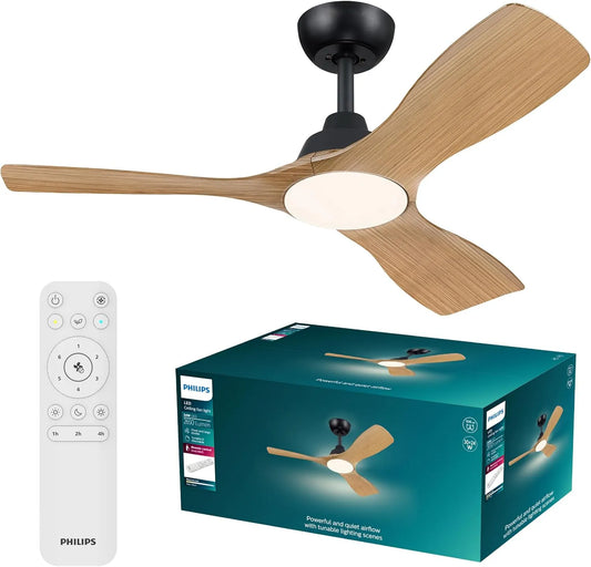 Philips Ventilator met 107 cm, 50 dB, afstandsbediening, geluidsarme werking, gerichte luchtcirculatie, zwart en wit