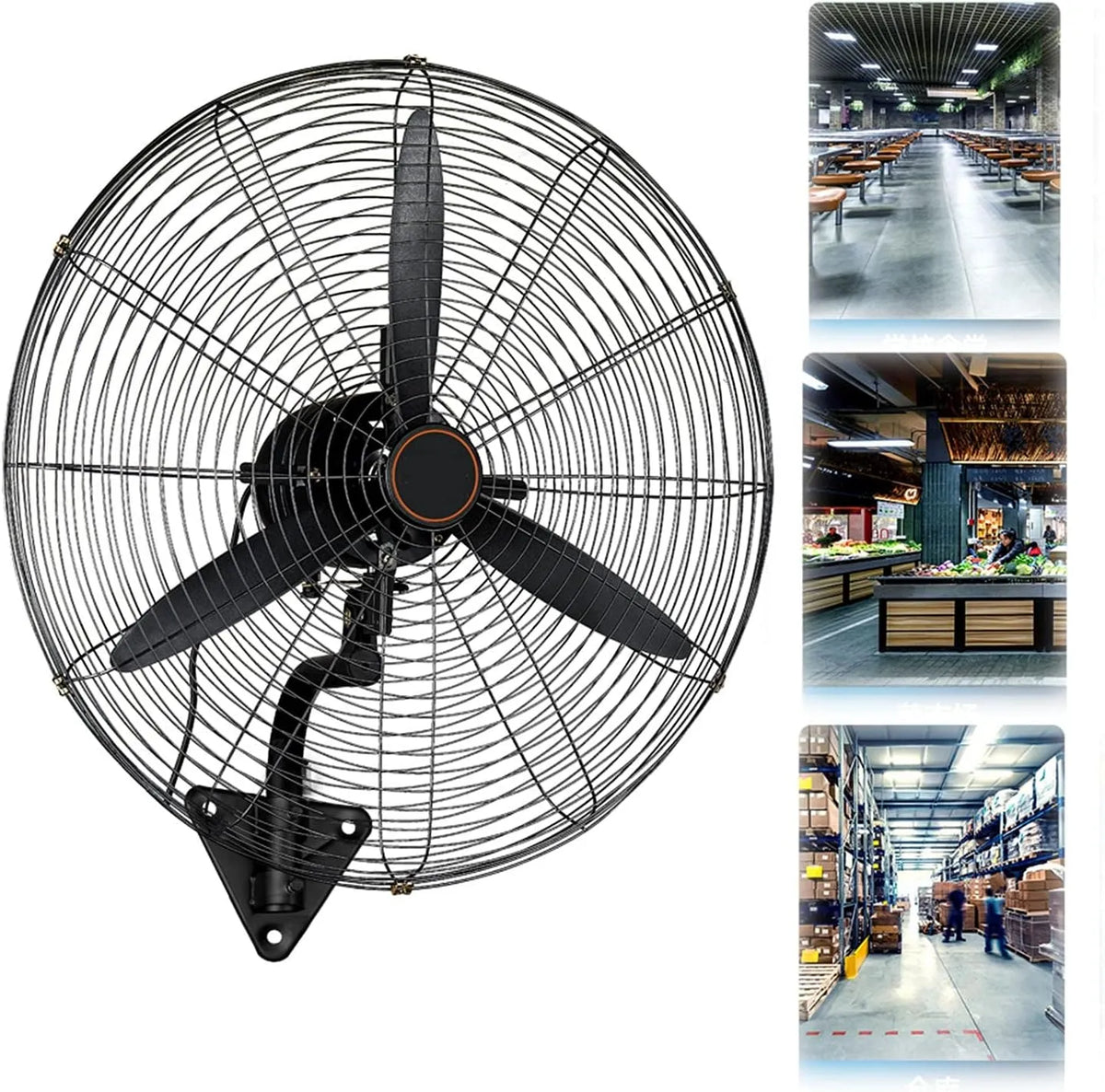 Ventilator met 220V, 50Hz, 55cm, 180 W, 68 cm, 230 W, 78 cm en 280 W