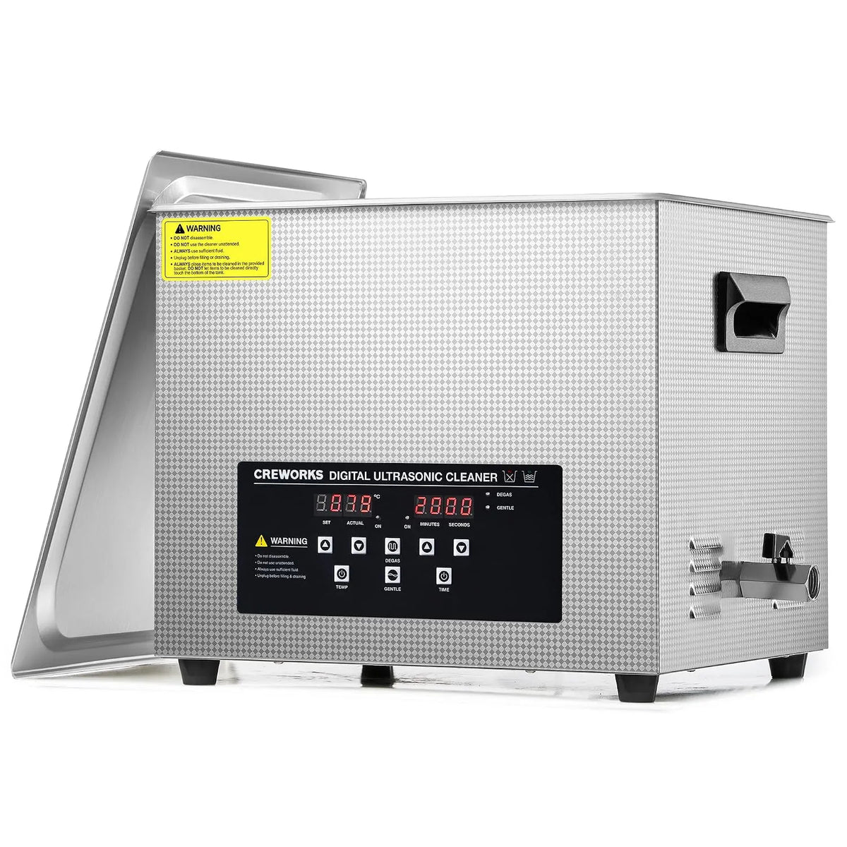 Ultrasoonreiniger, CREWORKS 15L Digitale, timer, 360 W Professionele ultrasone reiniger van RVS, Ultrasonic reiniger voor beugels brillen auto