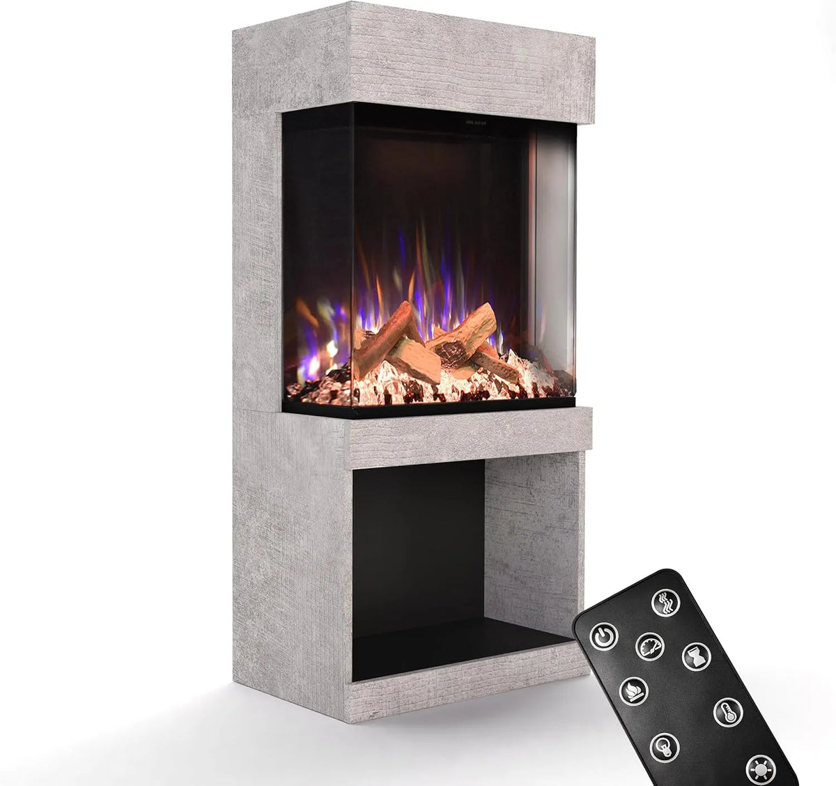 Elektrische kachel PR12 x130x40cm met 61,5 x 130 x 40cm, timer, 7,5 uur, afstandsbediening, GLOW FIRE Kachel PR12 met realistische 3D E-Motion