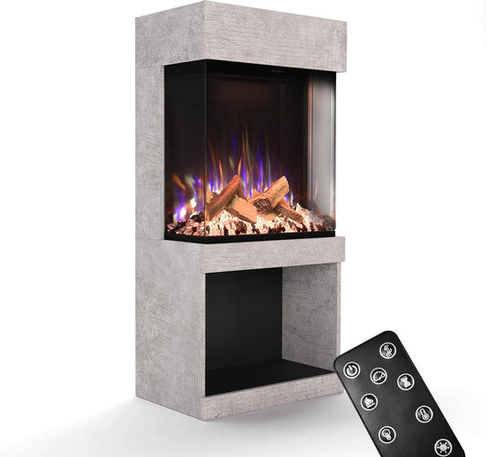 Elektrische kachel PR12 x130x40cm met 61,5 x 130 x 40cm, timer, 7,5 uur, afstandsbediening, GLOW FIRE Kachel PR12 met realistische 3D E-Motion