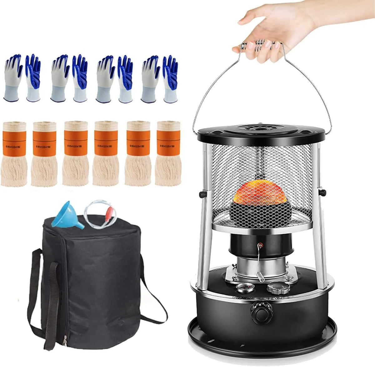 Petroleumkachel, Kerosine Kachelverwarmer, Draagbaar Kerosine Olieverwarmer, Oliekachelbrander Voor Binnen, Winter, Terras, zwart-A, 4.5l Efficiënte