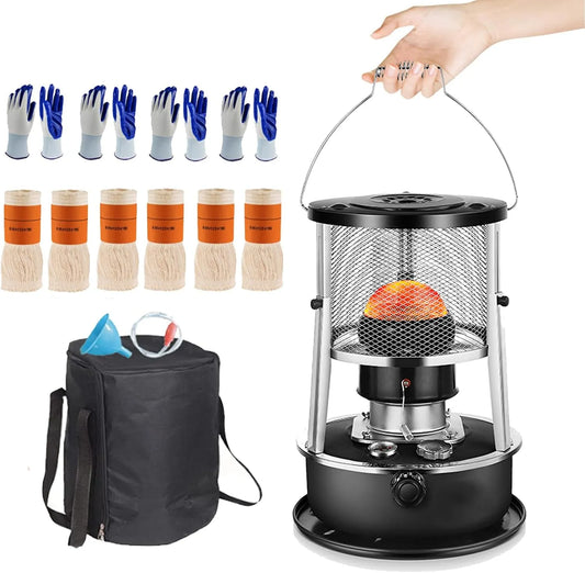 Petroleumkachel, Kerosine Kachelverwarmer, Draagbaar Kerosine Olieverwarmer, Oliekachelbrander Voor Binnen, Winter, Terras, zwart-A, 4.5l Efficiënte