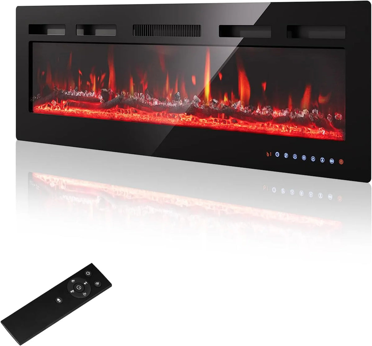 Elektrische haard, PURFINO 36'/92cm elektrische wandhaard met verwarming, 900 W/1500 W, intuïtief aanraakbediening en, met 12 instelbare kleuren