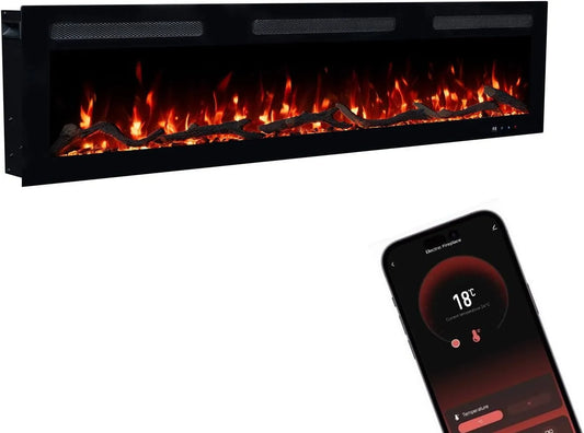 Elektrische haard met 152 x 35 x 12 cm, 1800 W, timer, 20-30 °C, 8 uur, afstandsbediening en app-bediening