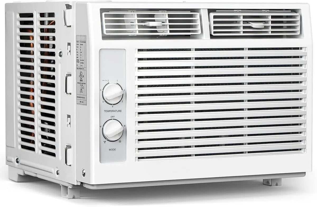 Mobiele airconditioner, koelt tot 150 m2, 2 ventilatiestanden, geluidsarm airconditioner voor raam met mechanische bediening, compact