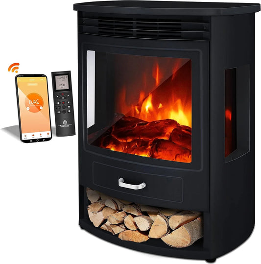 Elektrische haard, met thermostaat 3-delig panorama kijkvenster, KESSER Prio Elektrische open haard met verwarming