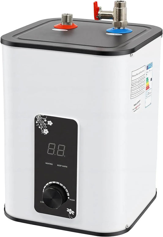 Waterverwarmer met 1500 W, 24 x 24 x 35 cm, 65 °C, digitaal display, RVS en voor keuken, badkamer en auto