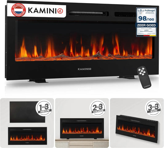 Elektrische haard met 42 inch, 3-in-1 en afstandsbediening, Elektrische 3-in-1 haard met verwarming