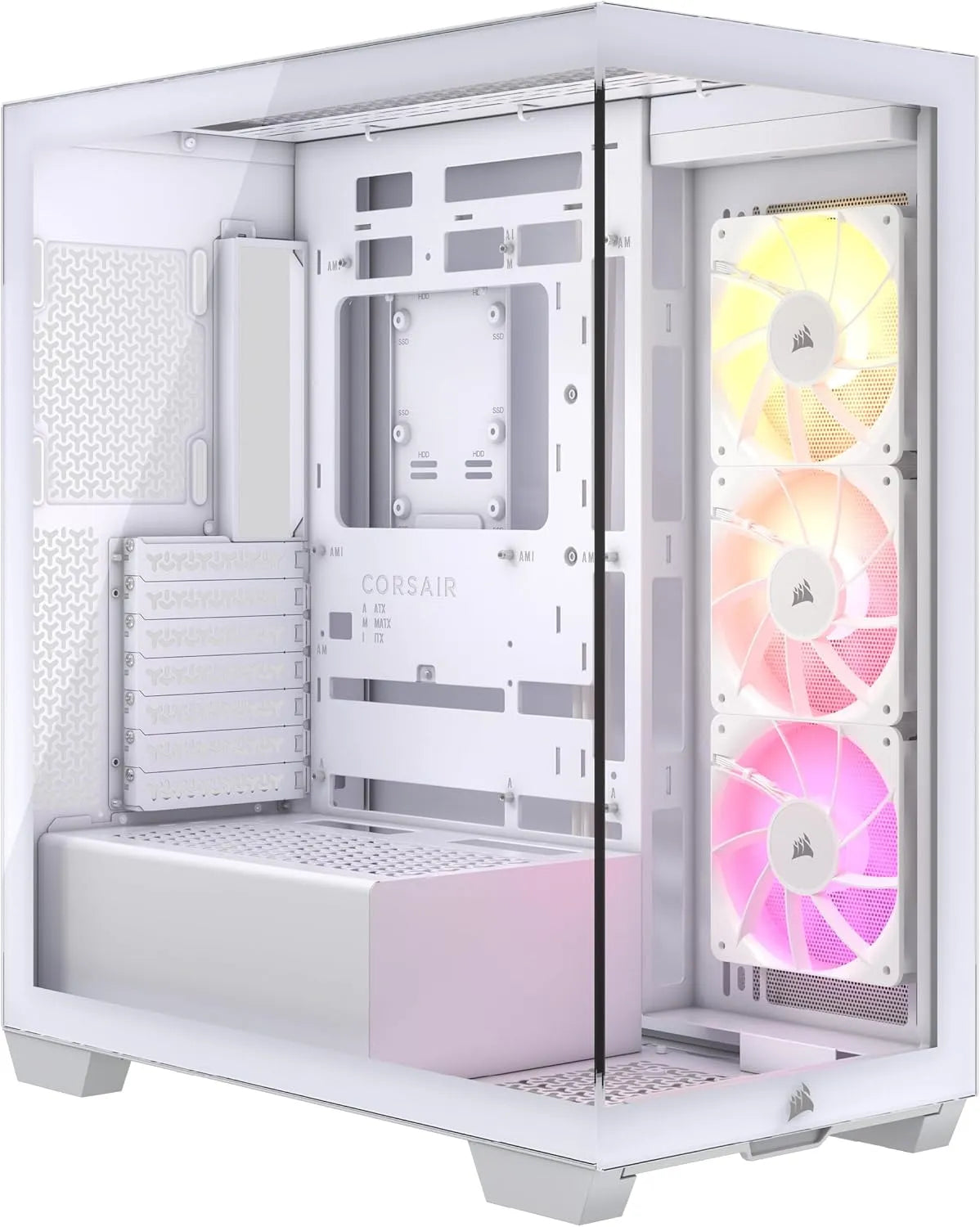 CORSAIR 3500X ARGB Mid-Toren ATX PC-Behuizing, CORSAIR 3500X RS120, 3x CORSAIR RS120 ARGB Ventilatoren Inbegrepen, Omgekeerde Aansluiting