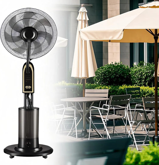 Ventilator met 42 cm, 4 l, afstandsbediening, waterreservoir en voor binnen en buiten