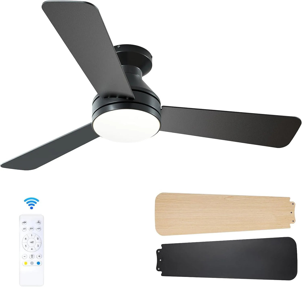 Ventilator met 107 cm, 35 dB, 24 uur, 6 snelheden, timer, afstandsbediening, geluidsarme werking en gerichte luchtcirculatie