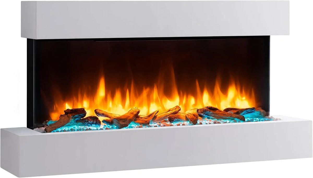 Elektrische haard met 2000 W, Timer, 573 x 1100 x 250 mm, afstandsbediening en wit