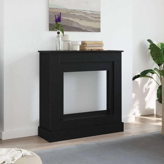 Elektrische haard met 90 x 30 x 90 cm en zwart, eikenlook, decoratieve open haardconsole voor elektrische haarden