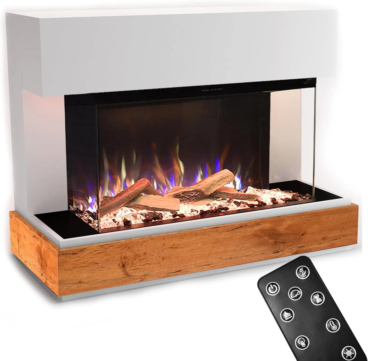 Elektrische haard x89x41 met 1500 W, timer, 7,5 uur, afstandsbediening en wit