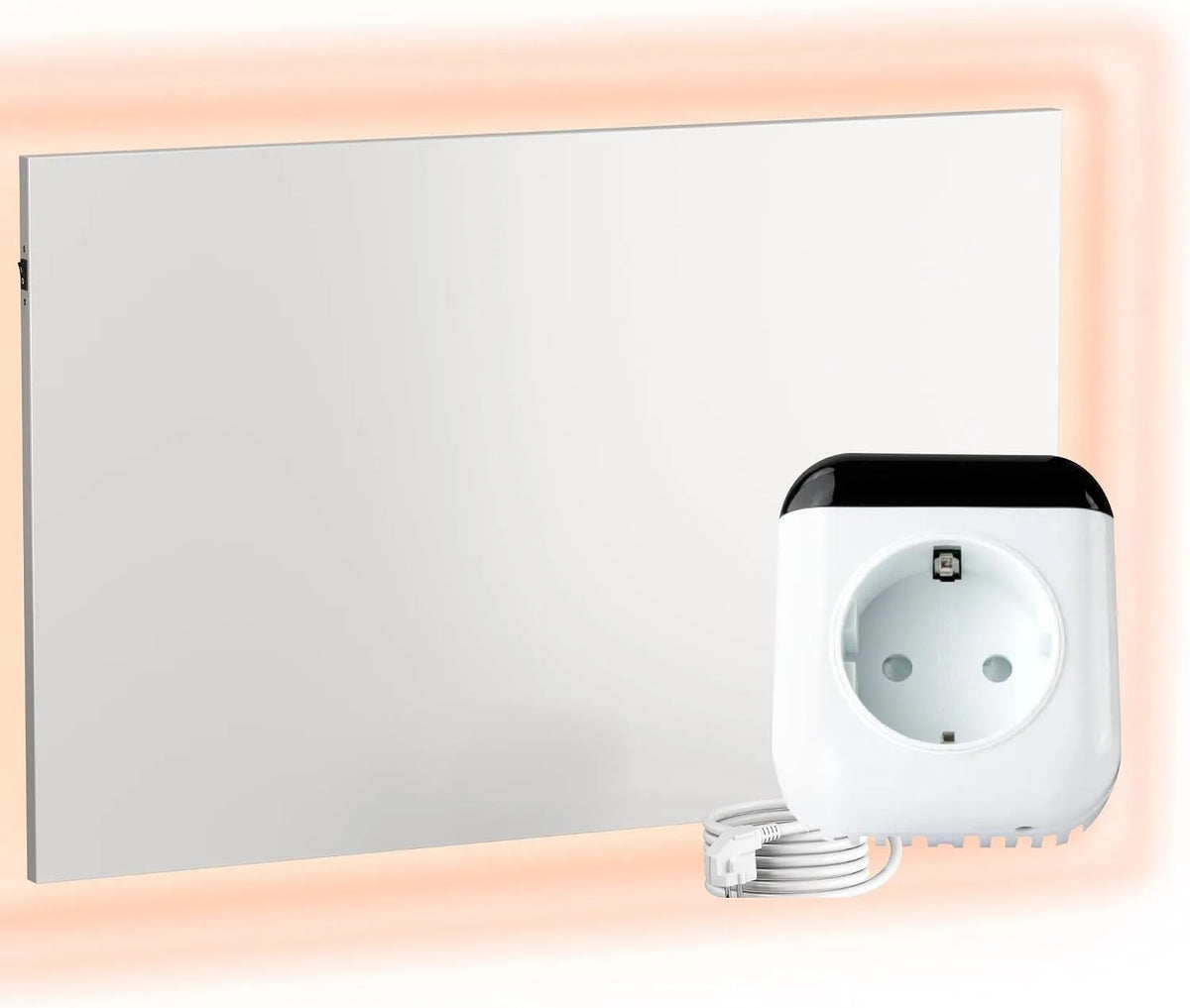 Infraroodverwarming TH70 WIFI-900 W met wandmontage, afstandsbediening, app-bediening, Model TH70 WIFI-900 W en Carbon Crystal infraroodpaneel app
