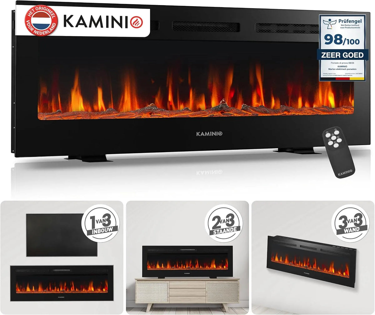 Elektrische haard met 50 inch, 3-in-1 en afstandsbediening, Elektrische 3-in-1 haard met verwarming