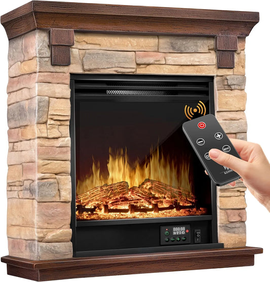 Elektrische haard, timer, elektrische open haard met 1800 W vermogen, thermostaat, dimbaar, KESSER Elektrische open haard met 3D-vlameffect